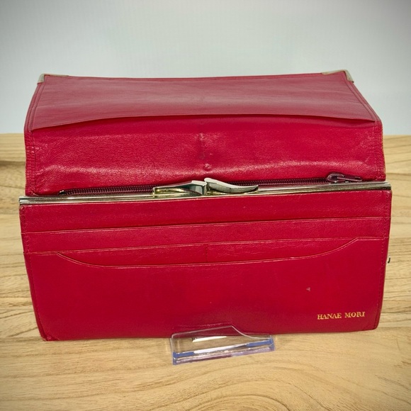 Hanae Mori Deep‎ Red Kiss-lock Long Wallet - Picture 2 of 12